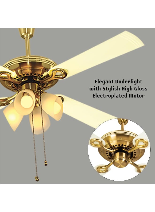 USHA Fontana Orchid 1230mm ISI Ceiling Fan with Decorative Lights|BEE Star Rated|100% Copper Motor|RF Remote, High Air Speed and Delivery|2 Year Warranty|(Gold Ivory) Pack of 1 - Image 5